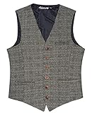 Zicac Men's Unique Advanced Custom Vest Skinny Wedding Dress Waistcoat (L,Brown)