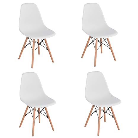 Wv Leisuremaster Set Of 4 Modern Style Dining Chair Mid Century White Modern Dsw Chair Shell Lounge Plastic Chair For Kitchen Dining Bedroom