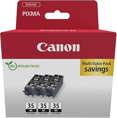 Canon PGI-35 Black Ink Cartridges 3 Pack Cardboard Box Genuine Canon Ink