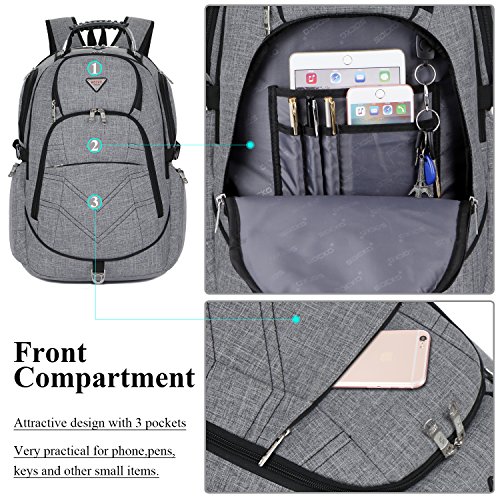 Laptop Backpack 18.4 Inch,SOCKO Nylon Water-Resistant Durable Travel Bag Hiking Knapsack Rucksack Backpack College Shoulder Back Pack for 18-18.4 Inches Laptop Notebook Computer,Grey