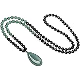 COAI Teardrop Pendant Necklace 108 Mala Stone Beaded Necklace, Prayer Beads Necklace for Women