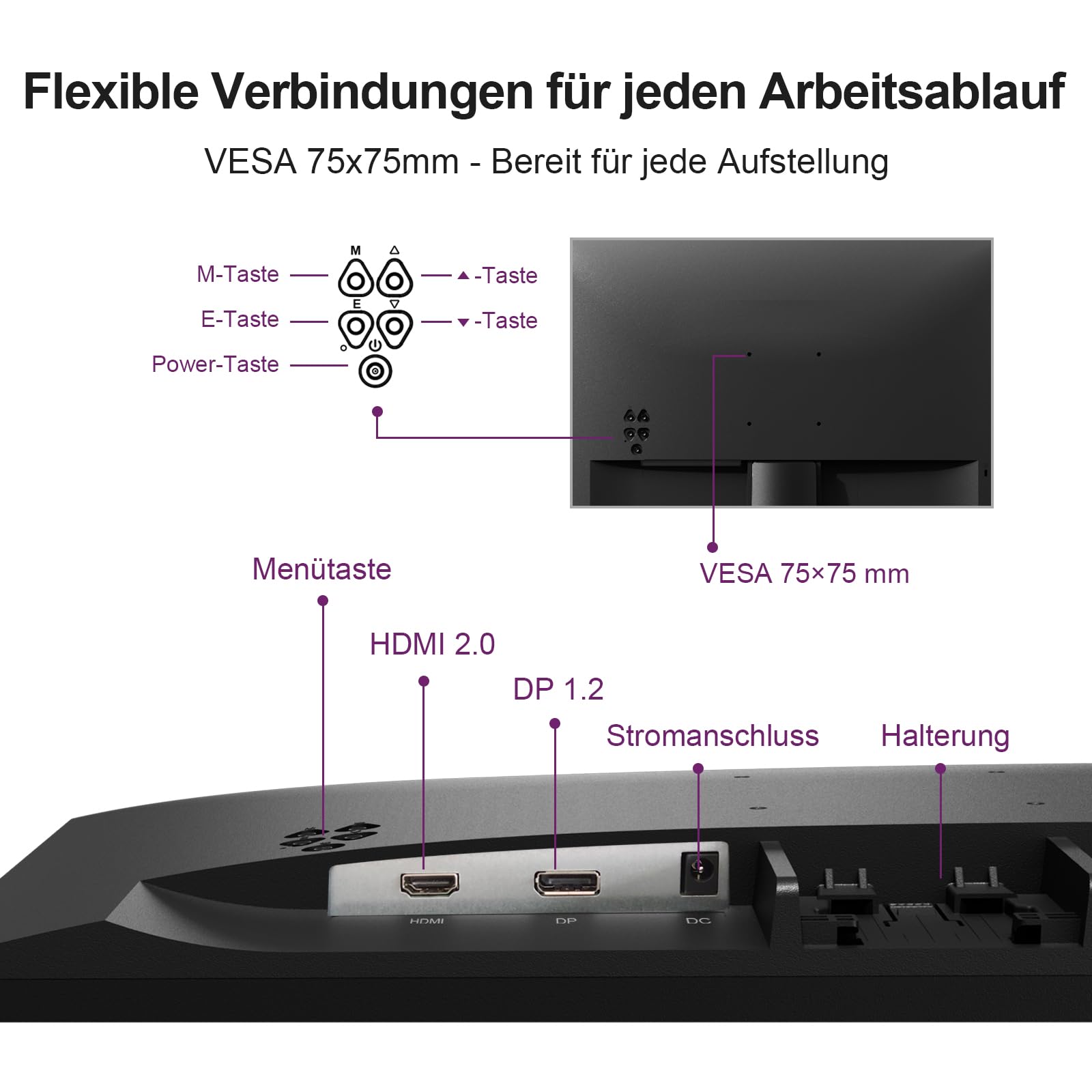 GEESUU 24 Zoll Monitor, PC Bildschirm 144Hz, FHD 1080p Gaming Monitore, 5ms, VA Eye-Care Computer Bildschirm, 99% sRGB, VESA 75x75mm, HDMI 2.0 & DP 1.2 6