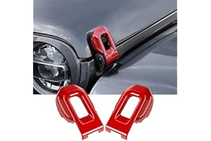 Hoolcar Hood Latch Lock Catch Brackets Cover Decor Trim Protction Cover for 2018-2024 2025 Jeep Wrangler JL JLU & Gladiator JT Exterior Accessories ABS, Red