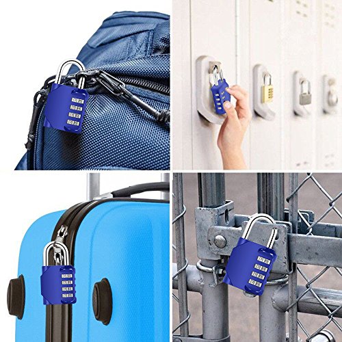 Combination Lock, Blingco 4 Digit Combination Padlock for Gym & School Locker, Sports, Employee, Fence, Case, Toolbox, Hasp Cabinet & Storage - 2 Pack & Blue
