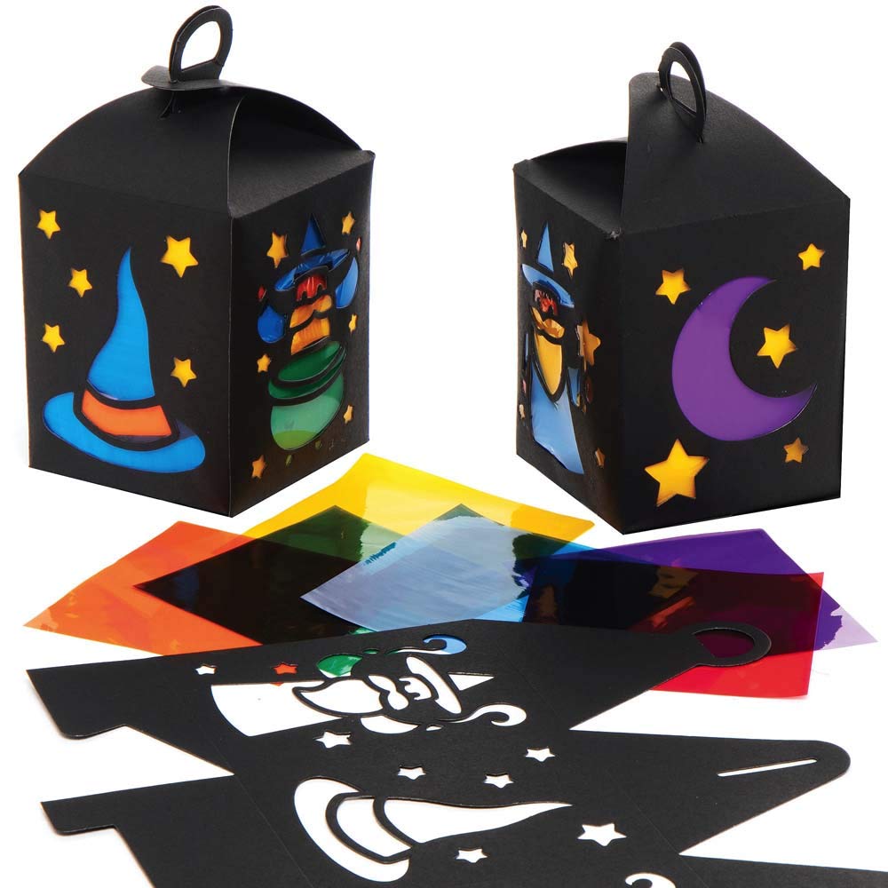 Baker Ross AX203 Halloween Wizard Lantern Kits - Pack of 4, Halloween Paper Crafts for Kids, Halloween Decoration Crafts