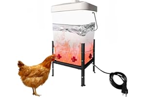 Heated Chicken Waterer 5 Gallon, Thermostat Controlled Poultry Water Heater with 4 Horizontal Nipples, Anti-Freeze Winter-Pro