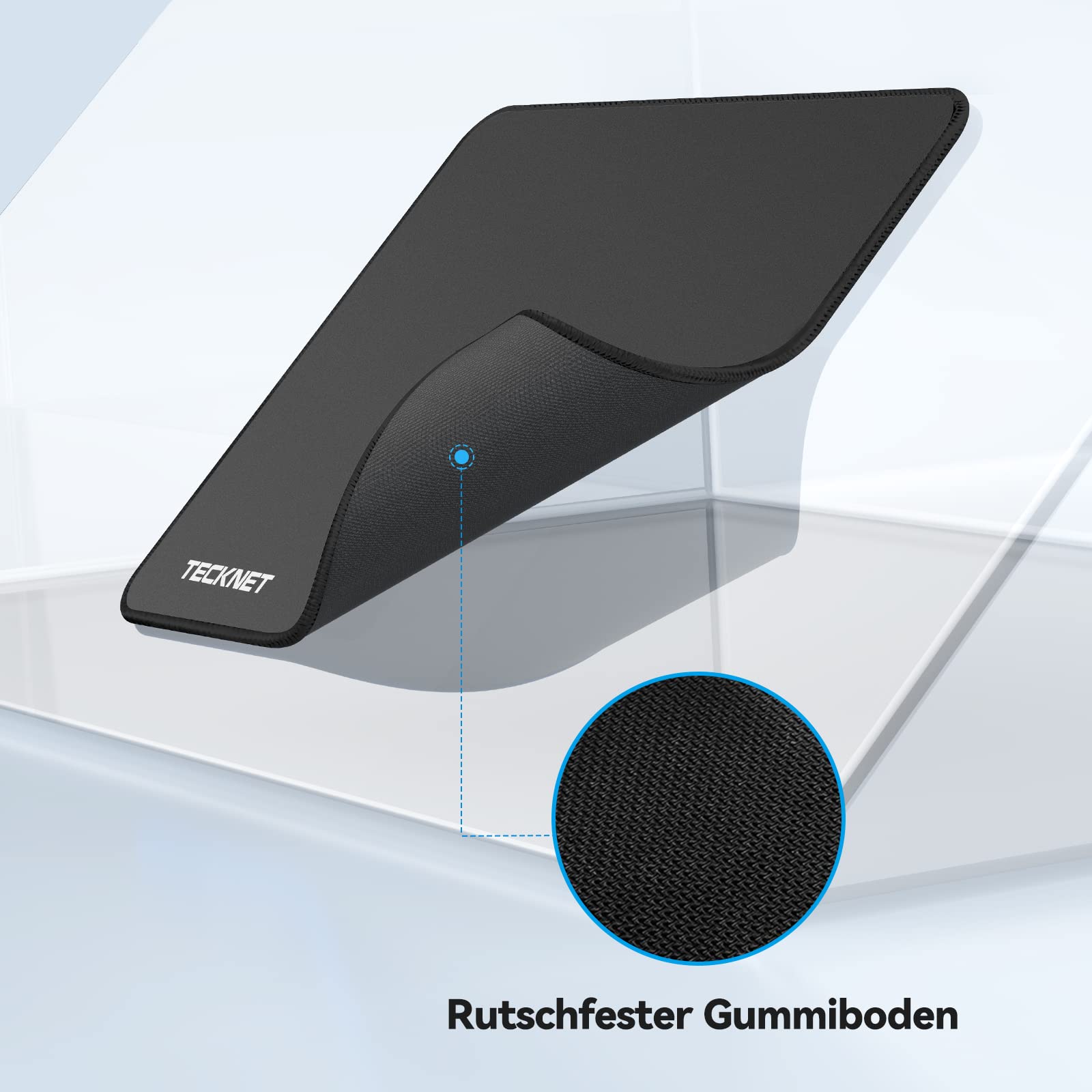 TECKNET Mauspad, 280 x 210 mm Gaming Mousepad mit Wasserdicht und Rutschfester Gummi für PC-Büro, Arbeit, Gaming, Studium, Laptop, Computer, Zuhause-Schwarz 3