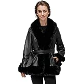 MUKEMUHE Winter Faux Fur Coats for Women,Faux Fur Leather Jacket Women