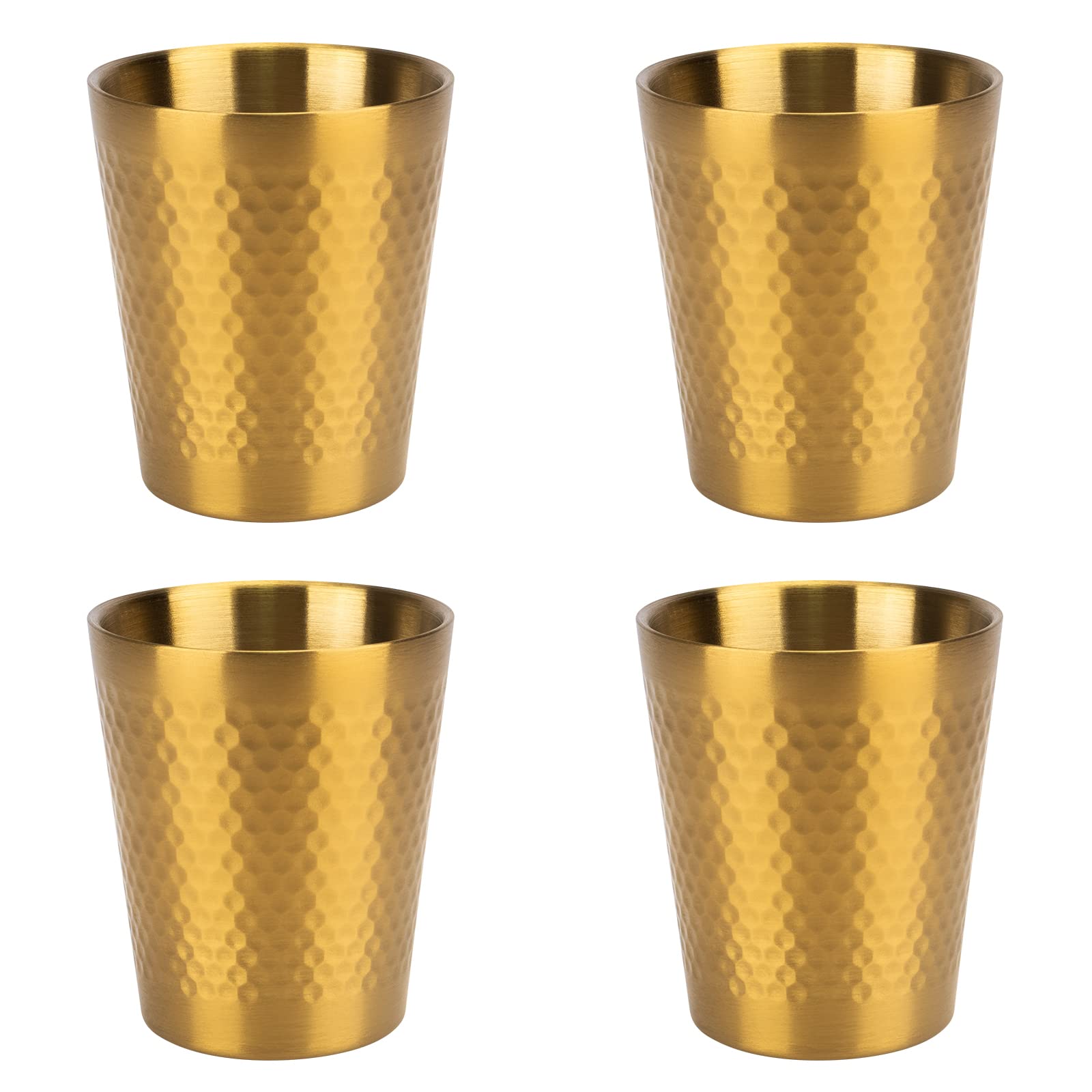 Linkidea Water Tumbler Glasses Set of 4, 10 Oz Double-Layer Stainless Steel Cup for Kids, Double-Wall Tumblers Drinking Cups for Beer, Coffee, Ice Cream, Smoothies, Hot & Cold Drinks (Gold)