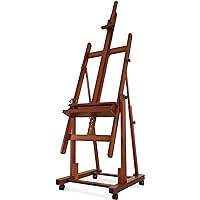 VISWIN Heavy-Duty H Frame Easel, Hold Canvas to 82", Tilts Flat, Adjustable Beech Wood Large Easel for Painting with Storage 
