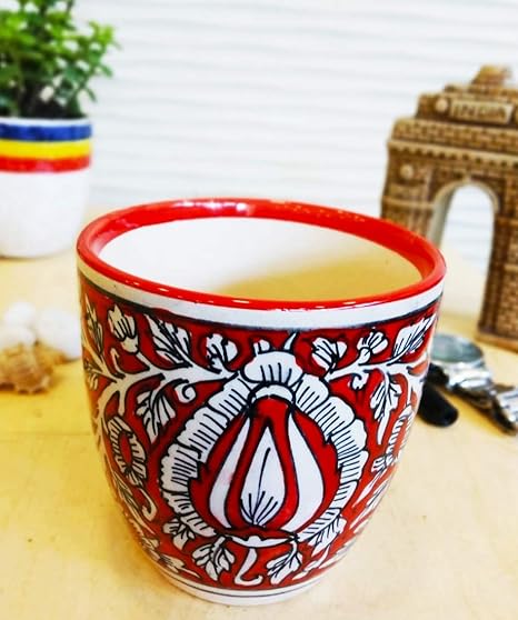 Exotic Green Handmade Red Ceramic Pottery, Planter Bowls, Plant Container, Red