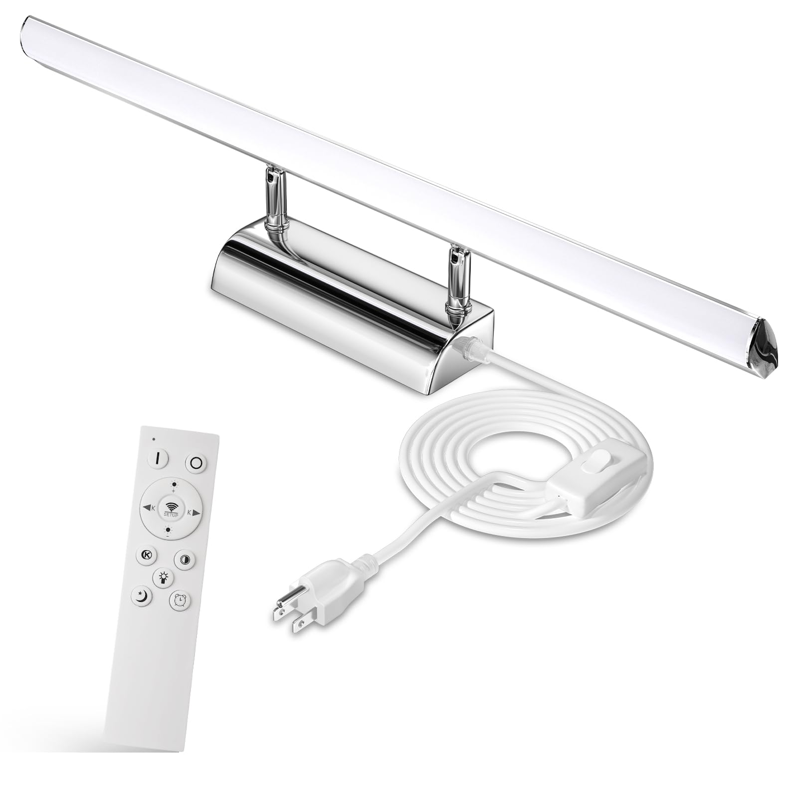 Photo 1 of Bonlux 9W Bathroom LED Vanity Light 22 inch, 3 Color Adjustable 3000K/ 4000K/ 6000K, Dimmable Wall Mounted Plug in Light Fixture with Remote Control Memory Function for Cabinet Mirror Lighting
