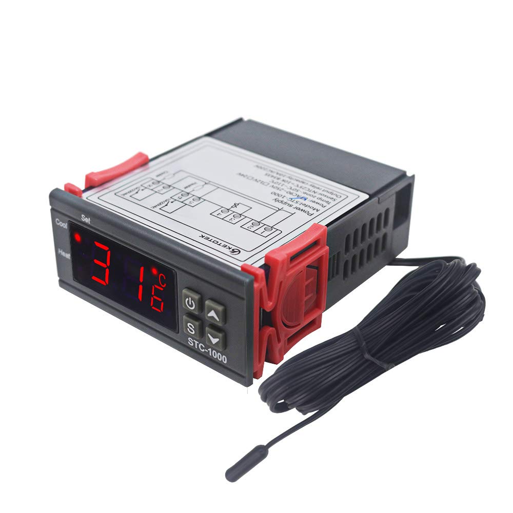 KETOTEK Temperature Controller KT1000, Digital Thermostat Dual Relay AC 220V with NTC Waterproof Sensor Probe - Image 4