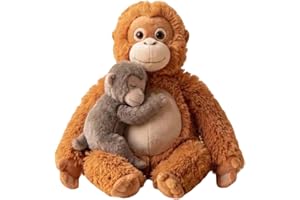 Punch Monkey Plush, Orangutan Plush with Baby Monkey, Gorilla Tag Soft Toy, Washable & Safe for Kids, Realistic Soft Cuddly M