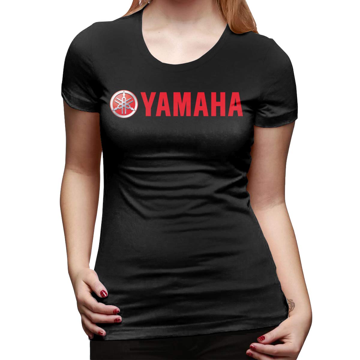 Syins Women S Designed Slim Tee Shirt Yamaha Motor Logo Short Sleeve