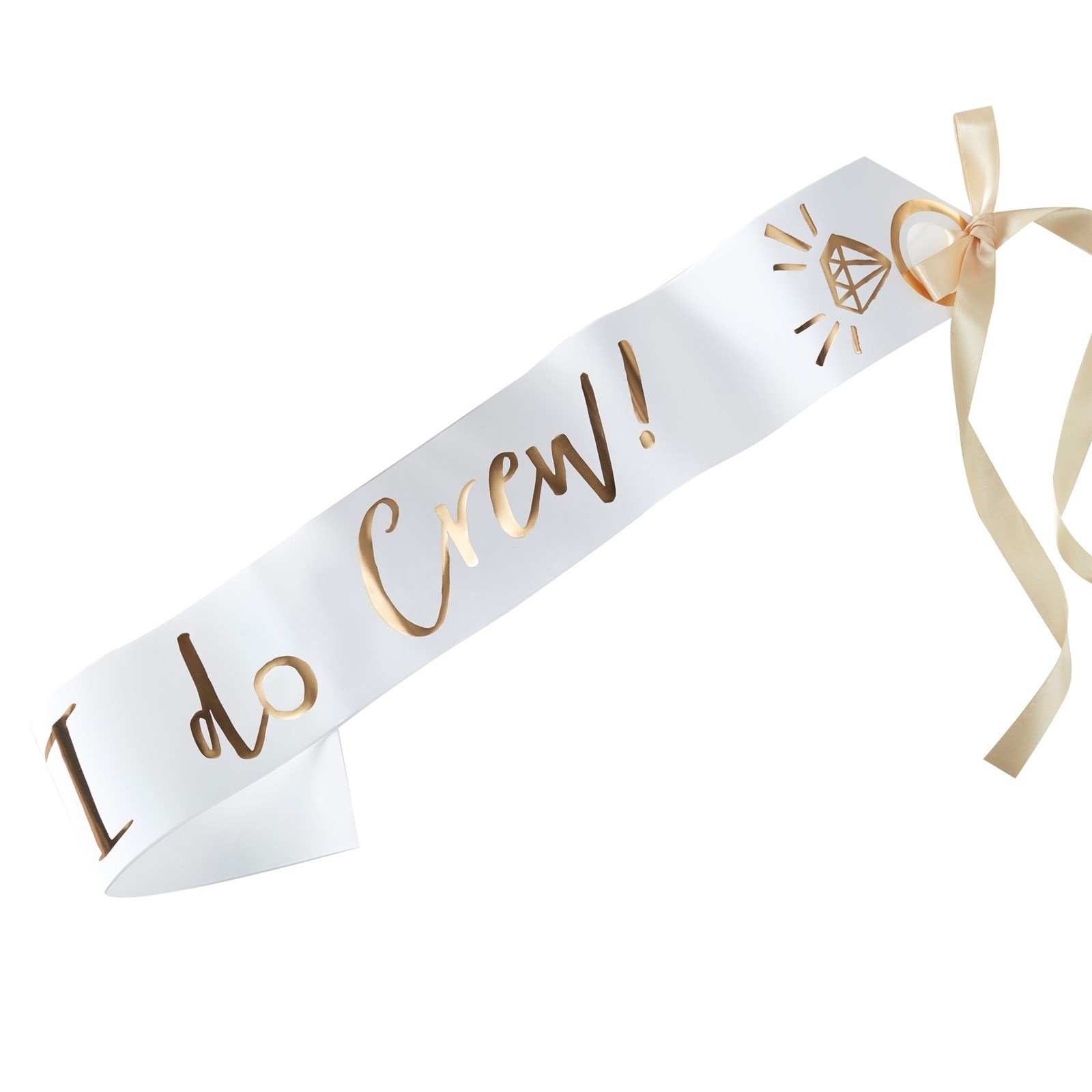 Ginger Ray White & Gold Foiled I Do Crew Hen Party Sashes - 6 Pack - I Do Crew