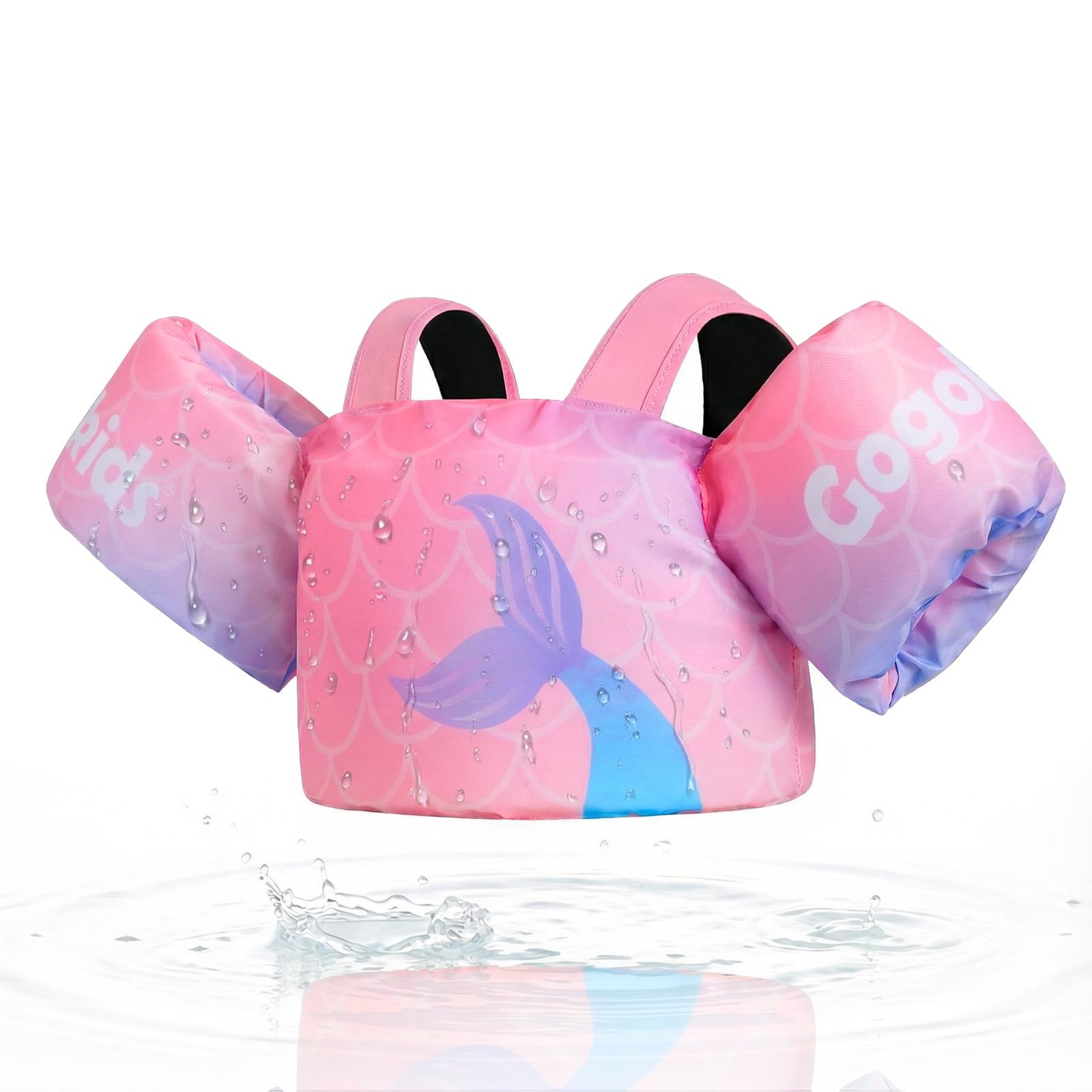 Gogokids Toddler Swimming Float Vest, Arm Bands Kids Swim Vest with Shoulder Harness Baby Floats Swimming Training Jacket for 2-6 Years Old Boys Girls Perfect for Pool, Learn to Swim and Beach