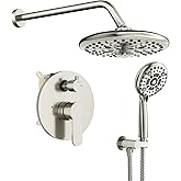 SR SUN RISE Shower Faucet - 10 Inch Multifunctional High Pressure Shower Head System with Handheld Shower Head Fixtures - Valve Included - Brushed Nickel