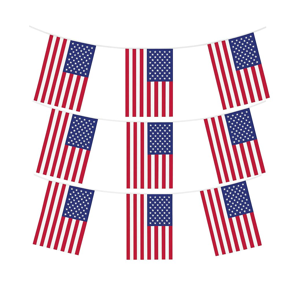 MEGA VALUE USA Flag Bunting – 36ft (11m) Long with 36 Flags – American Patriotic Banner for 4th of July, Independence Day, Memorial Day, Veterans Day, BBQs, Parties & Outdoor Decorations