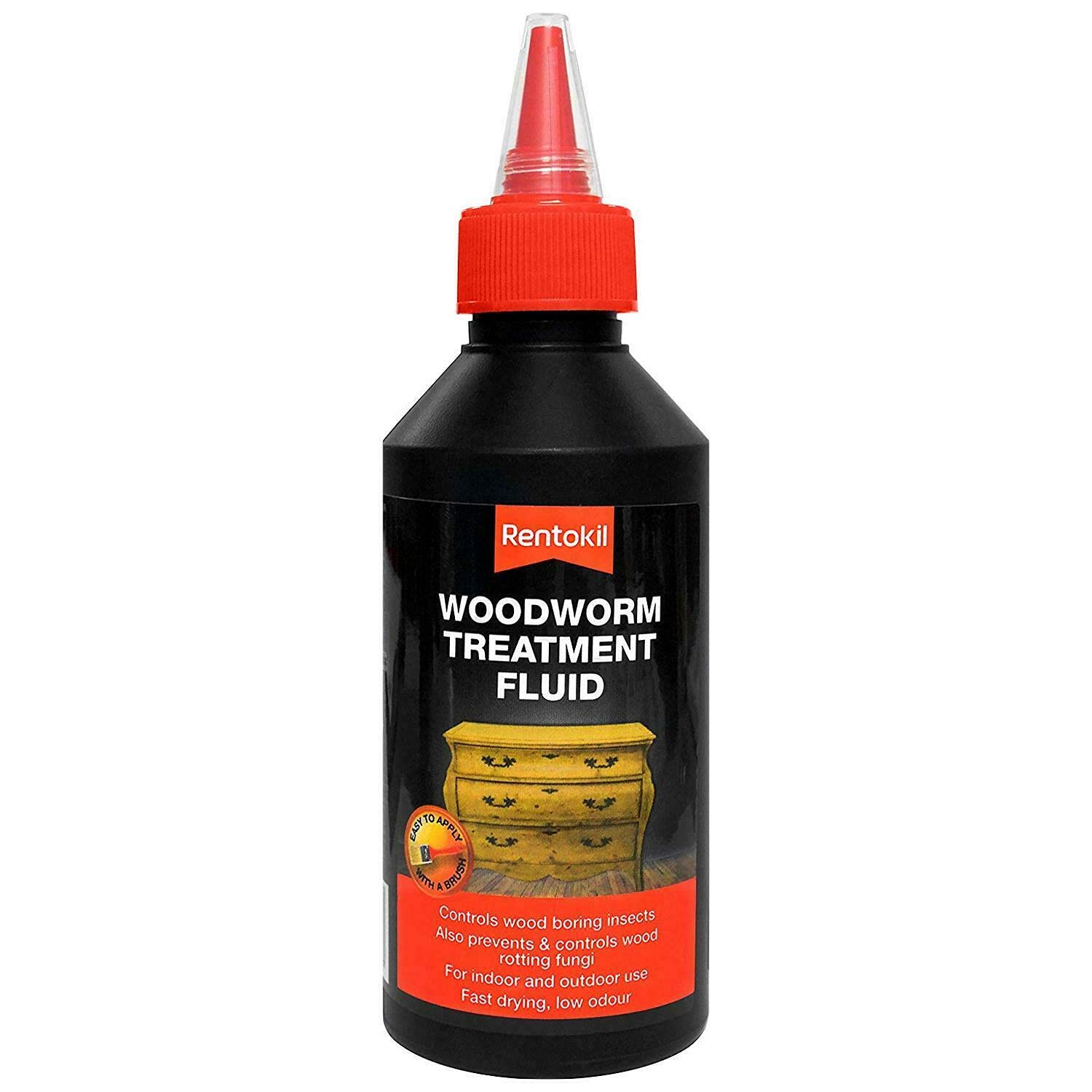 Rentokil PWT50 Woodworm Treatment Fluid, Black, 500 ml