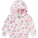 Adarl Toddler Girls Fleece Hoodie Jacket Cozy 1/3 Zip Up Fall Spring Sweatshirt with Pocket Fuzzy Cute Print Top for 2-6T