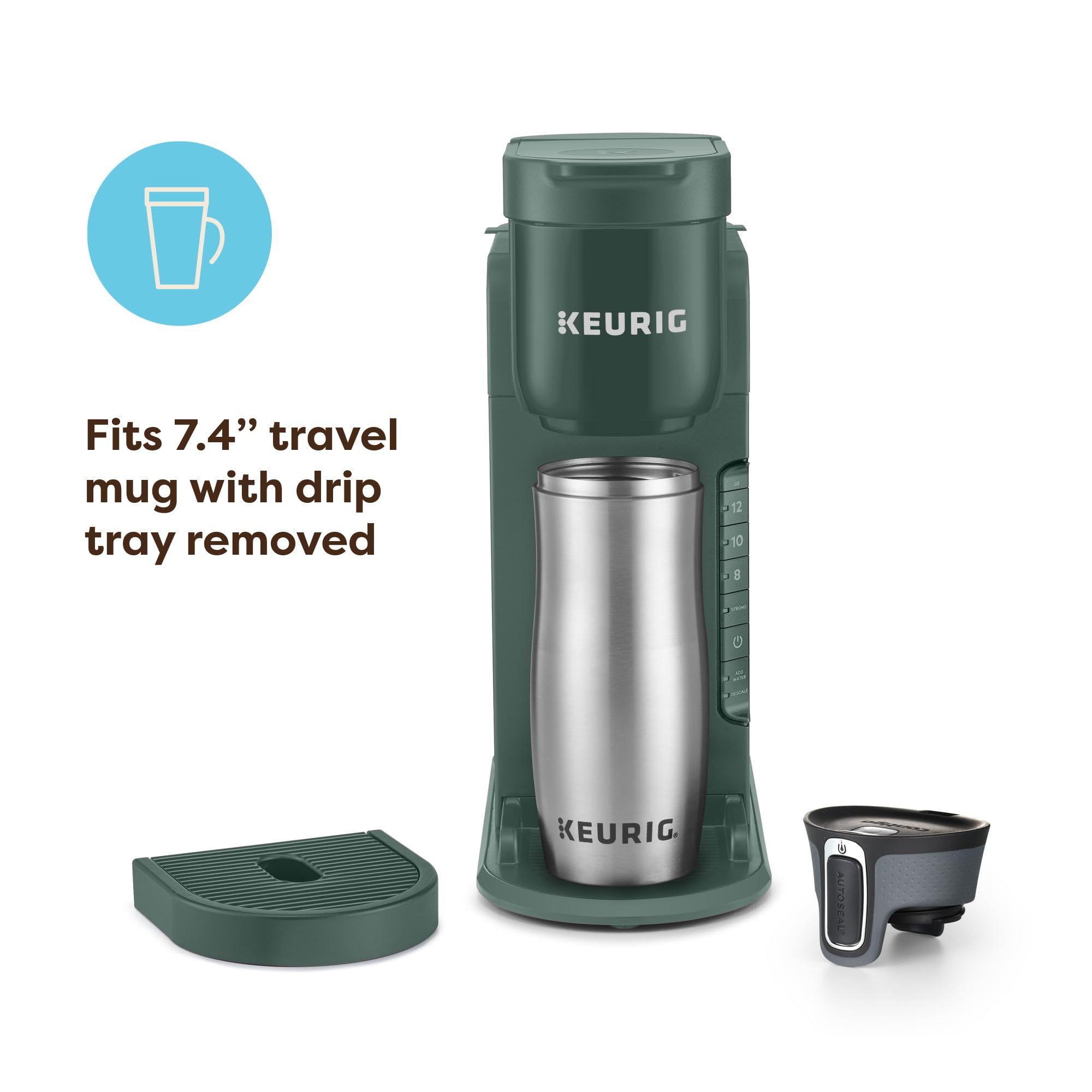 Keurig K-Express Cafetera de cápsulas K-Cup de una sola porción, 3 tamaños de preparación, función de botón fuerte, depósito extraíble de 42 oz, Evergreen