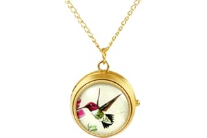 JewelryWe Vintage Pocket Watch for Women Classic Gold Plated Round Analog Quartz Clock Pendant Necklace Watches with Chain for Christmas