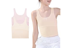 SEAUR Kids Girls Cami Tank Top Sleeveless Cotton Undershirts Breathable Camisoles with Shelf Bras