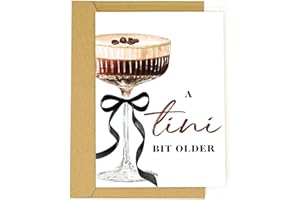 tiangqiwoole Espresso Martini Birthday Card-Funny Coffee & Cocktail Greeting Card for Women Best Friend Sister Daughter Wife-A Tini Bit Older Birthday Gift (Classic-Tini)