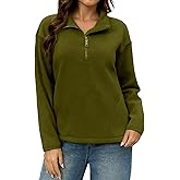 ZFLM Women's Classic Slim-Fitting Half-Zip Fleece Jacket Long-Sleeved Short Winter Coat With Pockets