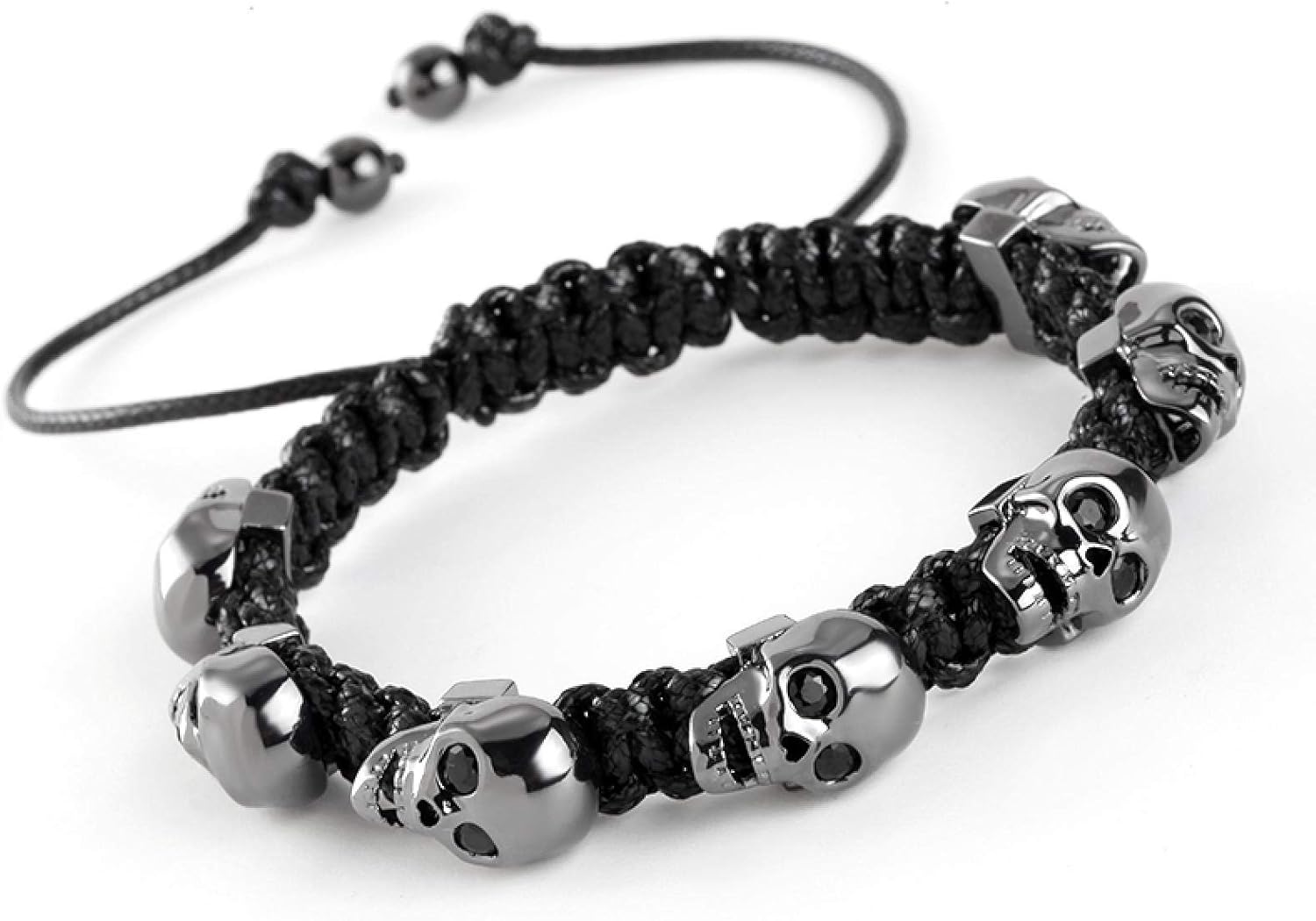 Bracciale con teschio realizzato a mano in argento sterling 925