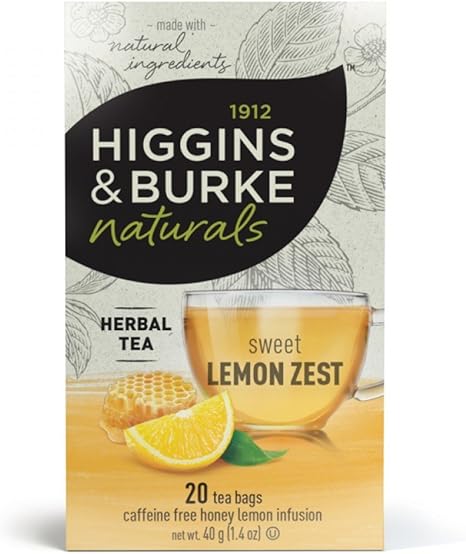 Higgins and Burke Herbal Tea, Honey Lemon, 20 Count