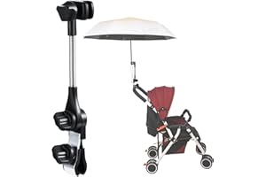nediea Umbrella Holder for Stroller, Baby Stroller Umbrella Attachment, Umbrellas Connector Clip to Handlebar, 360 Degree Adjustable Universal Clamp for Golf Cart,Wheelchair, Beach Chair,Fishing