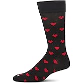 MeMoi Men's Hearts Rayon From Rayon Crew Socks