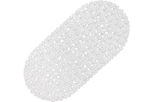 WELTRXE Pebbles Bath Mat,PVC Oval Tub Mats Non Slip Anti Mold for Kids,Elderly,27 x 14 Inch Clear Machine Washable Bathtub Ma