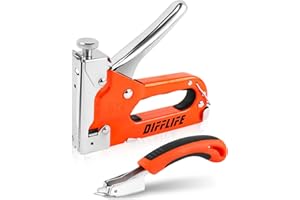 DIFFLIFE Staple Gun 3 in 1 Heavy Duty Staple Gun with Stapler Remover and 1800Pcs Staples, Manual Staple Gun for Upholstery, Fixing Material, Decoration, Carpentry, Furniture