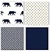 Navy Blue, Gold, and White Patchwork Big Bear Boy Baby Crib Bedding Set by Sweet Jojo Designs - 4 Pieces