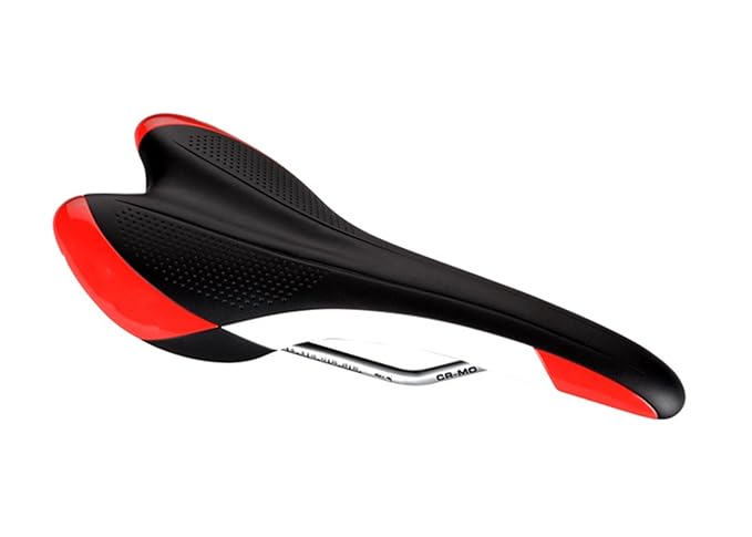 Onogal 3738 Sattel mit Aussparung für Prostata, Gel und Schaumstoff mit hoher Dichte, für Rennrad und Mountainbike, Rot / Wei