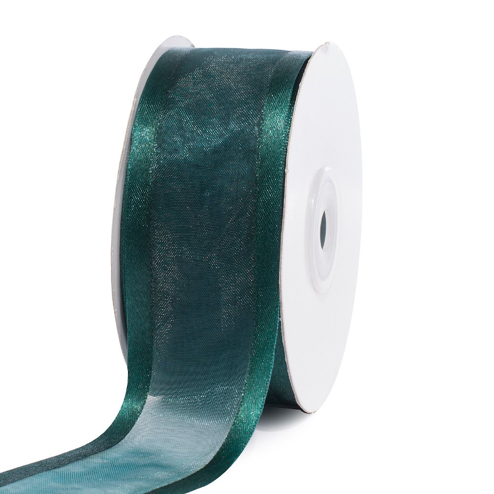 Creative Ideas, 1-1/2-Inch Organza with Satin Edge Ribbon, 25 Yards, Hunter Green