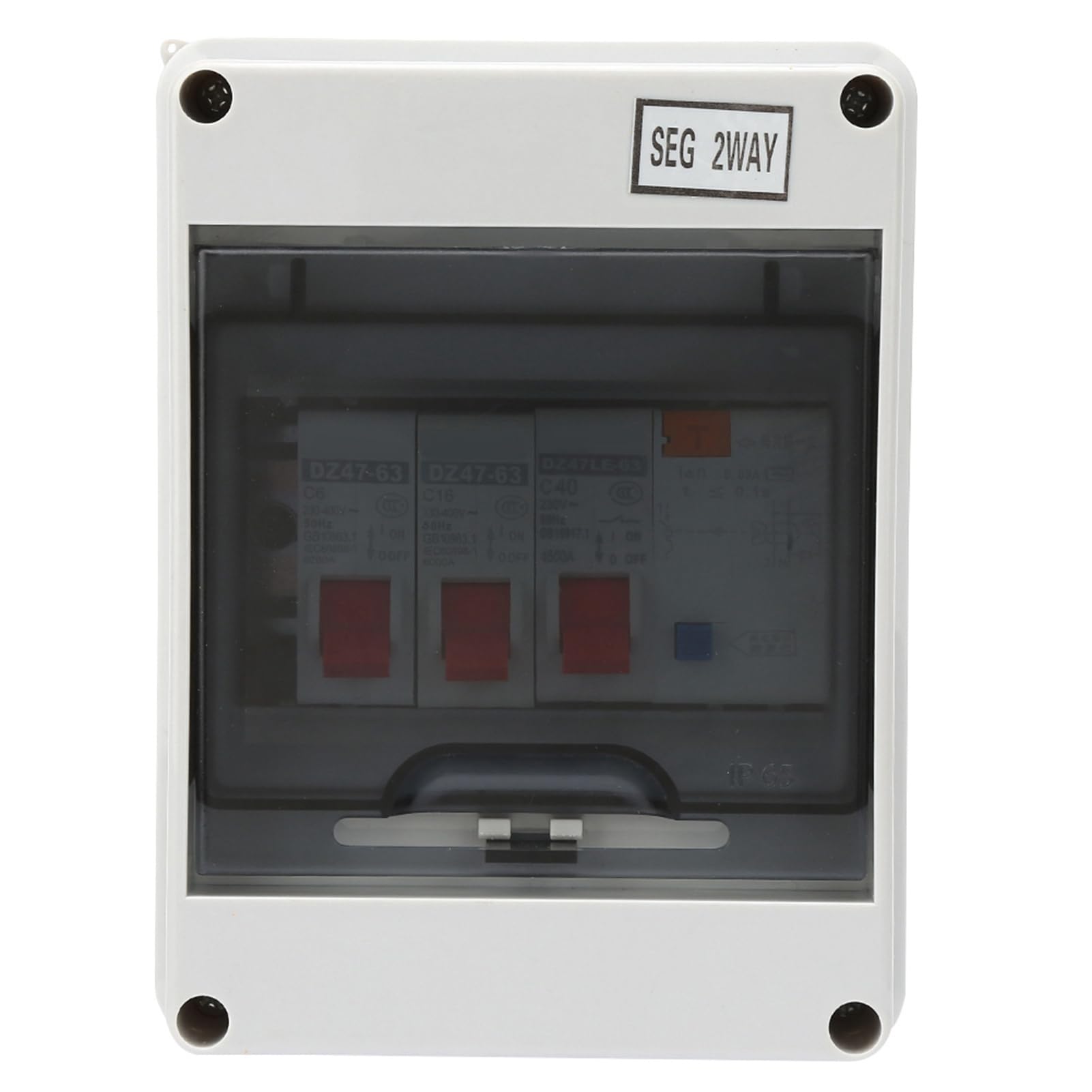 Ejoyous 2 Way Garage Consumer Unit, 40A 30mA RCD, 2MCB 6A 16A, IP65 Protective Housing, for Garages, Caravans, Workshops, Outbuildings