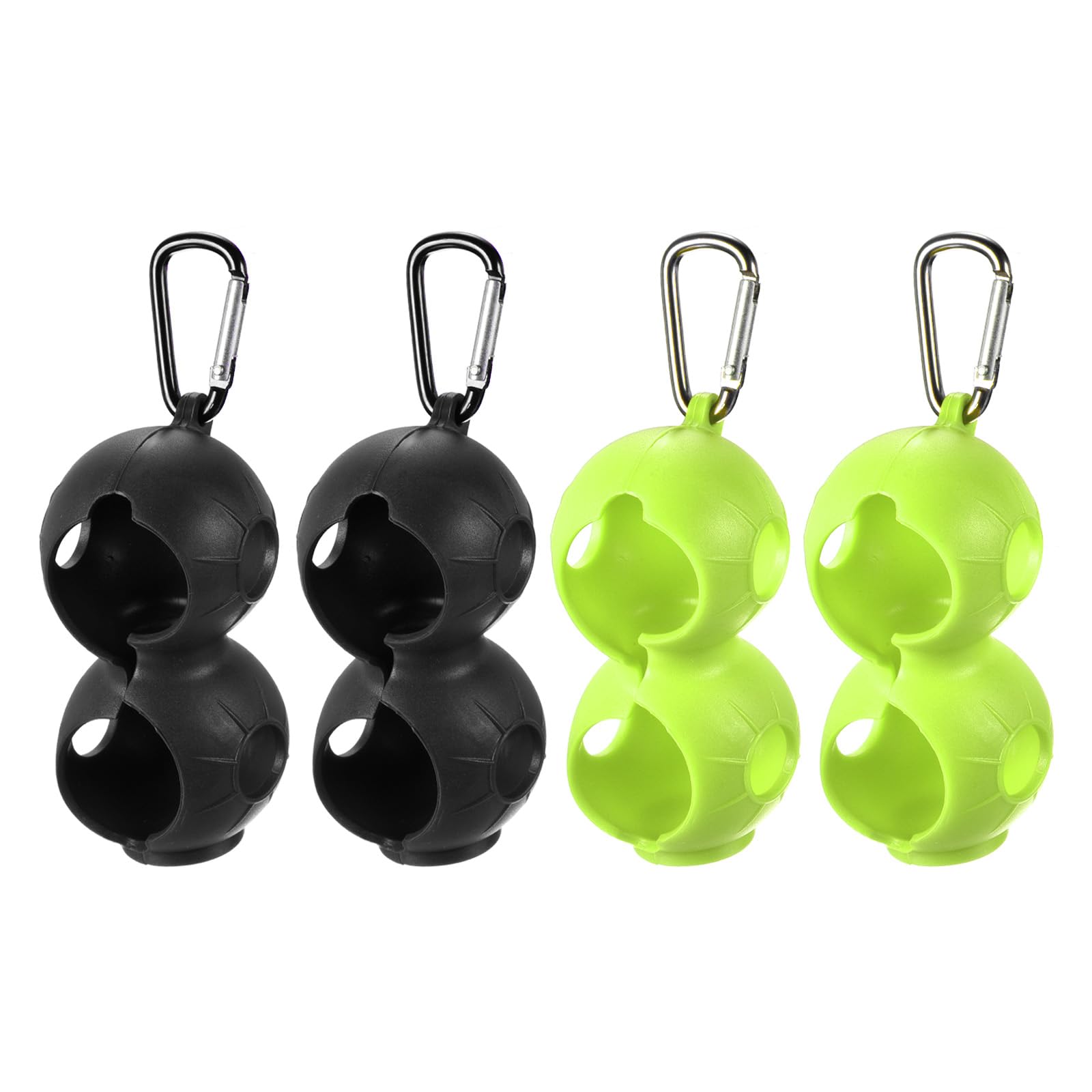 PATIKIL Golf Ball Holder, 4 Pack Silicone 2 Balls Carrier Protective Portable Sleeve with Buckle for Golf Bag Belt, Black, Green
