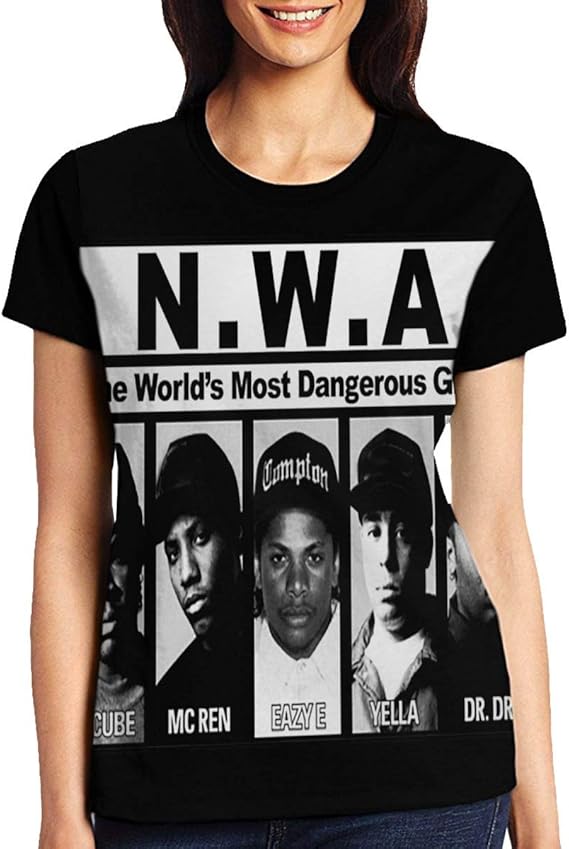 Amazon Co Jp 女の子 半袖 Tシャツ N W A Ice Cube Mc Ren Dj Yella Dr Dre 涼しい夏の日 ファッションと美しさ 夏の女性の半袖tシャツ 服 ファッション小物
