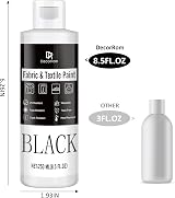 DecorRom Black Fabric Paint 250ml Non-Toxic Permanent for DIY Projects view 2