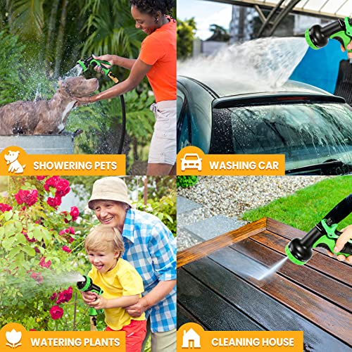 Flexibler Gartenschlauch 15M 50FT Wasserschlauch mit Doppelter Latexkern 9 Muster Sprühdüse Starke Schlauch für Garten, Rasen, Pet Dusche