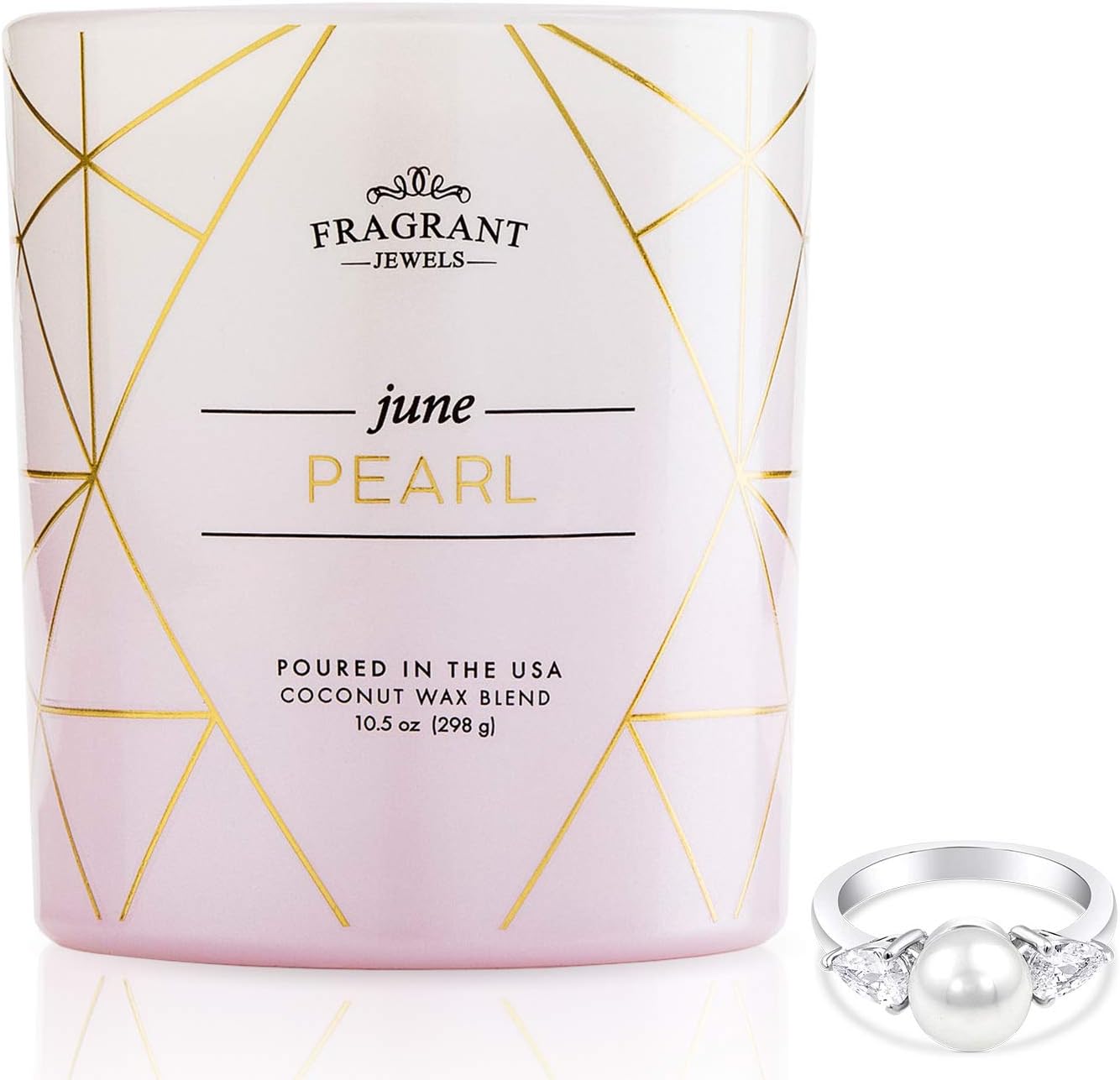 Fragrant Jewels Pearl June Birthstone Candle with Collectible Ring (Size 5-10)