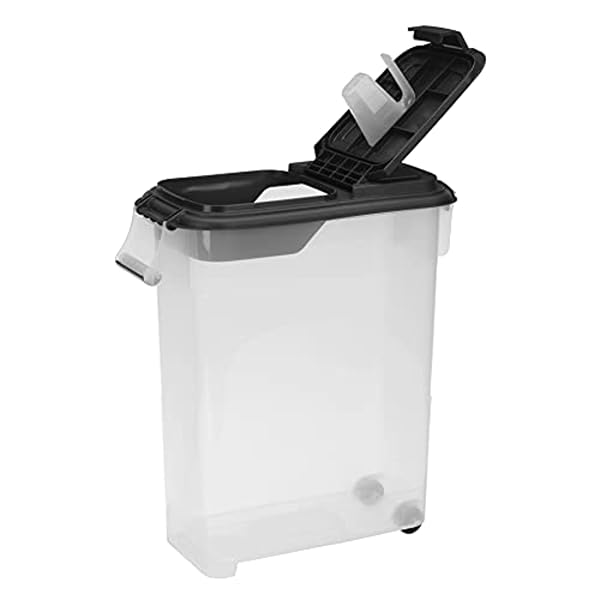 BUDDEEZ AIRTIGHT PET FOOD STORAGE CONTAINER – 50 QT/50 LB CAPACITY DOG FOOD STORAGE CONTAINER, CAT FOOD CONTAINER, BIRD SEED STORAGE CONTAINER, ROLLING STORAGE BIN, AIR TIGHT WITH HANDLE & SCOOP