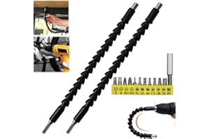 ERRECI 2Pcs Flexible Drill Bit Extension, Flexible Drill Bit Extension Holder + 1/4'' Screwdriver Bit Set 10 Pcs, Soft Drill Connection Adaptor Screwdriver Extension for Power Drill (BLACK)