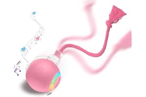 MORHANDISN Interactive Cat Toys, Automatic Moving Cat Toys for Bored Indoor Adult Cats, Fast Rolling, Chirping & Motion-Activated Kitty Toys, Fun Gift for Cats with Speedy Tail 2.0, USB Rechargeable,Pink