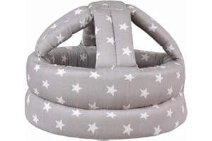 TORASO Baby Helmet & Baby Knee Pads for Crawling,Infant Helmet & Walking Baby Helmet，for Age 6-36 Months,Gray Star(B-1)