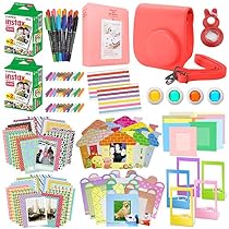 Xpix 135Pc. Fujifilm Instax Mini 8/8+ (Red) Accessory Kit &ndash; includes 40 Instax Film, Case, Album, selfie mirror, 4 colored close up filters, 40 film frames, 12 color markers & Complete Bundle